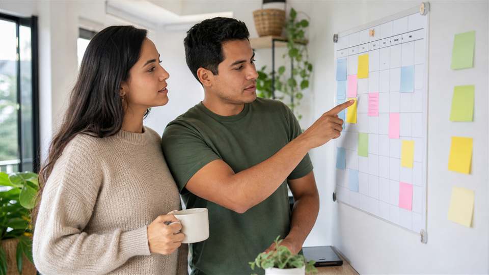 Pareja organizando tareas y acuerdos para convivir con TDAH