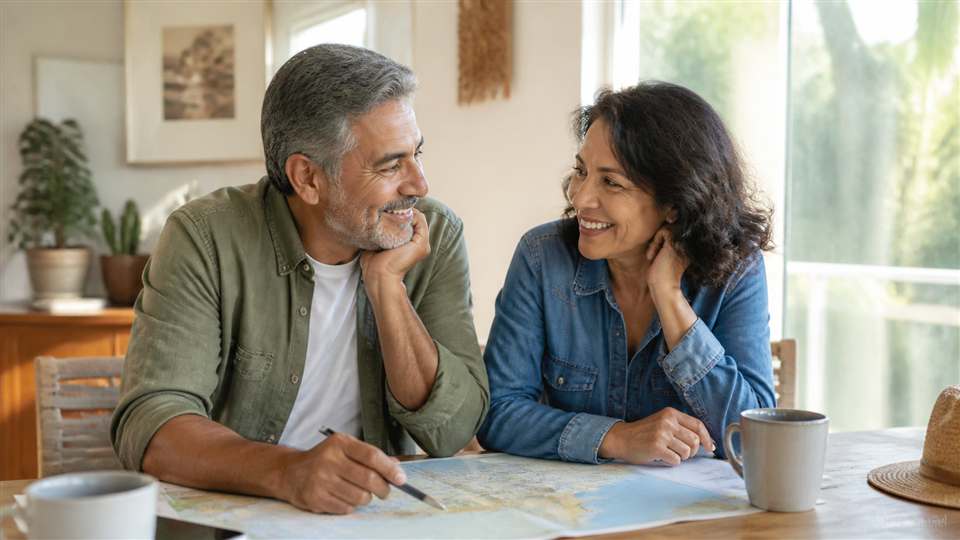 Pareja madura reconectando después de que los hijos dejan el hogar